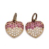 Brass Micro Pave Medium Violet Red & Clear Cubic Zirconia Charms ZIRC-G166-25G-A-1