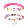 Word I Love Mom Acrylic Beaded Bracelet Sets for Mother's Day BJEW-JB09044-1