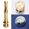 Golden Tone Brass Wax Seal Stamp Head with Bamboo Stick Shaped Handle LS-STAM-K001-05G-Q-1