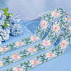 5 Yards Chinese Style Embroidery Organza Ribbons OCOR-FG0002-18-5