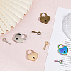 4 Sets 4 Colors Heart Shape Alloy Lock & Key Set AJEW-FG0002-39-5