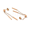 Ion Plating(IP) 304 Stainless Steel Cuboid Long Dangle Stud Earrings for Women EJEW-G289-05RG-2