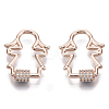 Brass Micro Pave Clear Cubic Zirconia Screw Carabiner Lock Charms ZIRC-T013-07RG-NF-1