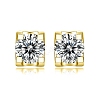 925 Sterling Silver Micro Pave Cubic Zirconia Ear Studs for Women EJEW-P231-05G-1