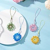 4Pcs Cat Eye Flower Pendant Decorations HJEW-TA00419-2