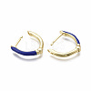Brass Enamel Huggie Hoop Earrings EJEW-R144-011-NF-4