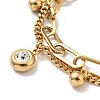 Crystal Rhinestone and Round Ball Charm Multi-strand Bracelet BJEW-G639-15G-2