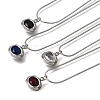 304 Stainless Steel Pave Cubic Zirconia Pendant Necklaces SA-CBADCF0-03P-2