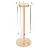 Round Wood Jewelry Necklace Display Organizer Hanging Tower Rack NDIS-WH0017-04-1