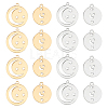 16Pcs 4 Style 201 Stainless Steel Pendants STAS-DC0006-14-1