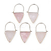 Natural Rose Quartz Triangle Dangle Hoop Earrings G-S359-363I-1