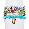 6Pcs 6 Style Natural Mixed Gemstone & Pearl & Glass Beaded Stretch Bracelets Set BJEW-JB08876-1