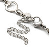 304 Stainless Steel Heart Link Chains Bracelets for Men & Women BJEW-D042-08P-3
