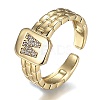 Brass Micro Pave Clear Cubic Zirconia Cuff Rings RJEW-H538-02G-W-3