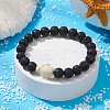 Natural Lava Rock Round & Synthetic Turquoise Turtle Beaded Stretch Bracelet for Women BJEW-JB09700-04-2