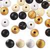 160 Pcs 4 Colors Bee Honey Color Painted Natural Wood Round Beads X1-WOOD-LS0001-01O-1