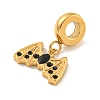 Ion Plating(IP) 304 Stainless Steel Black Enamel European Dangle Charms STAS-U005-35G-2