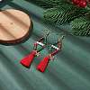 Glass Beaded Rhombus with Star and Tassel Dangle Earrings EJEW-TA00100-3