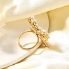 Bowknot 304 Stainless Steel Cuff Rings for Women RJEW-A058-01A-G-5