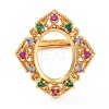 Rack Plating Oval Brass Micro Pave Cubic Zirconia Adjustable Ring Components KK-Q819-17G-2