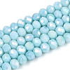 Anti-Tarnish Electroplate Rondelle Glass Beads Strands EGLA-T021-4mm-17-08-1