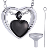 1Pc 304 Stainless Steel Heart Pendant Urn Ashes Necklaces NJEW-CN0001-19EBP-1