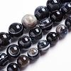 Natural Black Striped Agate/Banded Agate Beads Strands G-J359-01-8mm-1