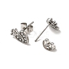 Heart with Crown 304 Stainless Steel Rhinestone Stud Earrings EJEW-A081-16P-3