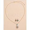 Brass Micro Pave Cubic Zirconia Pendant Necklaces & Stud Earrings Sets FS-WGE5CB1-02-1