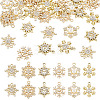 36Pcs 6 Styles Alloy Micro Pave Clear Cubic Zirconia Snowflake Pendants FIND-TA0009-86-1