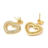 Rack Plating Brass Heart Dangle Stud Earrings with Cubic Zirconia EJEW-D064-08G-2