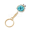 Handmade Glass Seed Beads & Synthetic Turquoise Turtle Pendant Keychain KEYC-MZ00024-02-4