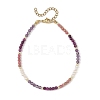 Gradient Faceted Round Natural Mixed Stone & Potato Natural Pearl Beaded Anklets AJEW-AN00873-02-3