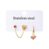 304 Stainless Steel Heart Stud Earring & Hoop Earring Sets EJEW-K268-93G-01-4-4