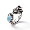 Dragon Head Natural Larimar Cuff Rings RJEW-G273-03AS-01-4