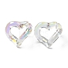 Resin Open Heart Stud Earrings with 304 Stainless Steel Pin EJEW-D056-08P-1