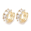 Oval Brass Cubic Zirconia Cuff Earrings for Women EJEW-E310-13G-1