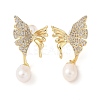 Natural Pearl Stud Earrings EJEW-L286-04G-1