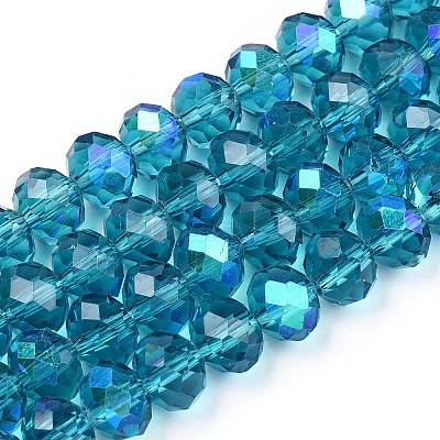 Electroplate Glass Beads Strands X-EGLA-A034-T10mm-L25-1