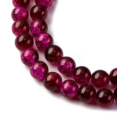 Spray Painted Crackle Glass Beads Strands CCG-Q002-12mm-08-1
