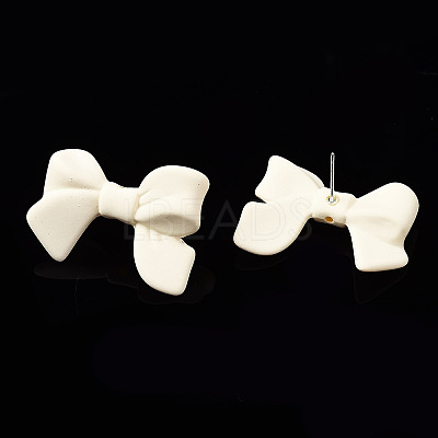 Spray Painted CCB Plastic Bowknot Stud Earring Findings CCB-Q091-07G-1