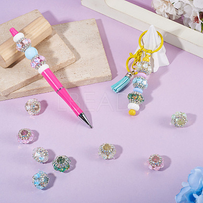 8Pcs 8 Colors Acrylic Rhinestone Rondelle Beads OACR-TA0004-99-1