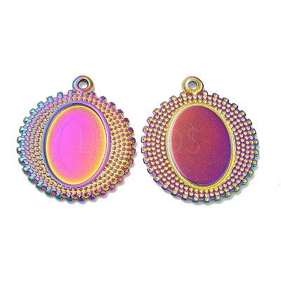 Ion Plating(IP) 304 Stainless Steel Pendant Cabochon Settings STAS-L020-026RC-1
