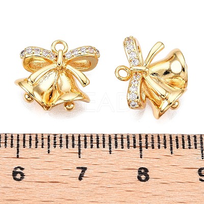 Christmas Theme Brass Pave Clear Cubic Zirconia Pendants KK-T073-03G-1
