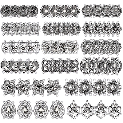 64Pcs 16 Styles Tibetan Style Alloy Multi-Strand Links FIND-PH0061-95-1