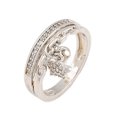 Brass Micro Pave Cubic Zirconia Finger Rings for Women CU-CBA0A21-03P-1