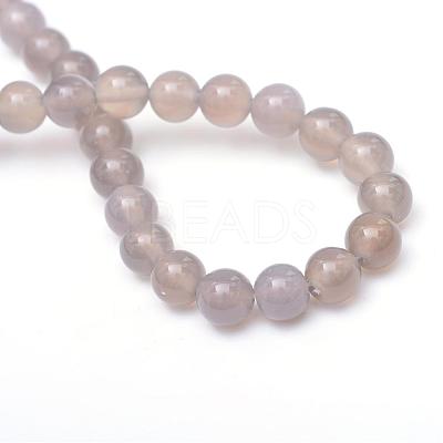Round Natural Grey Agate Bead Strands G-R345-6mm-07-1