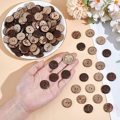 200Pcs 2-Hole Coconut Buttons COCO-GO0001-01-1