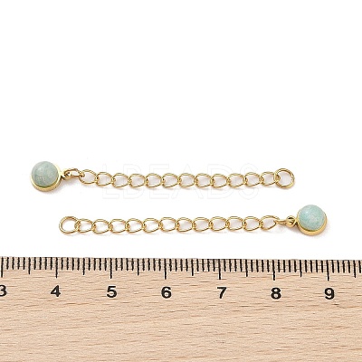 Ion Plating(IP) 316 Surgical Stainless Steel Curb Chain Extender with Natural  Amazonite Round Charm STAS-A097-01G-02-1