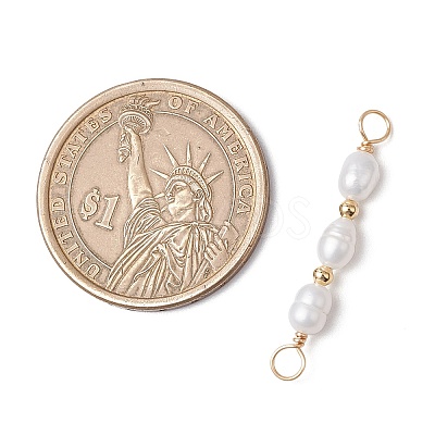Natural Cultured Freshwater Pearl Rice Beaded Connector Charms PALLOY-JF03703-1